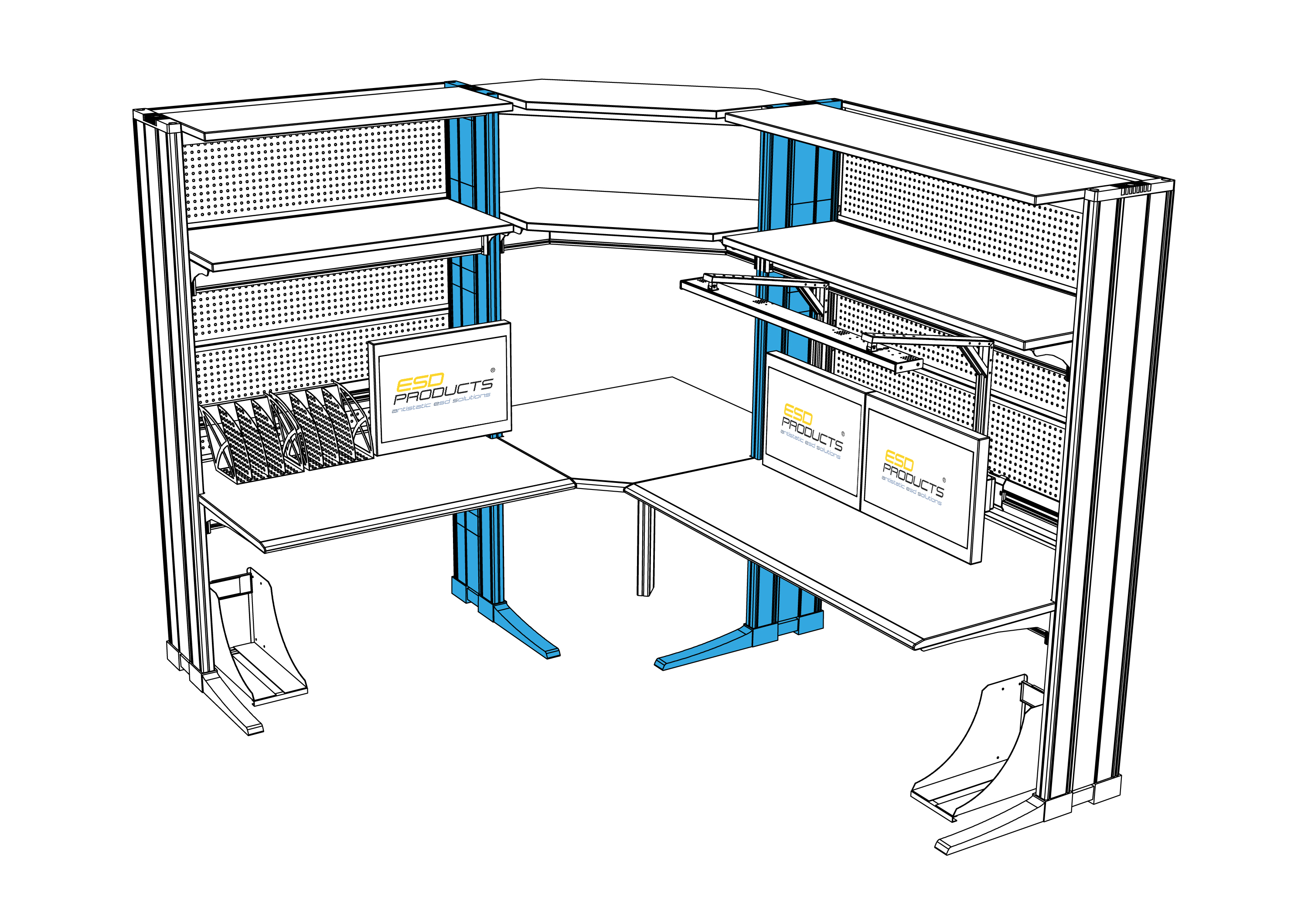 AES ESD Connection Legs for ESD Workstations Corner config AES Oscar el.eng p.46 3